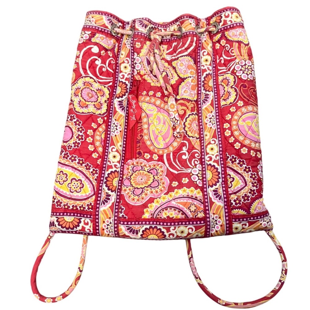Vera Bradley Retired Raspberry Fizz Pink Quilted Backsack 2008-2009 Boho Y2K